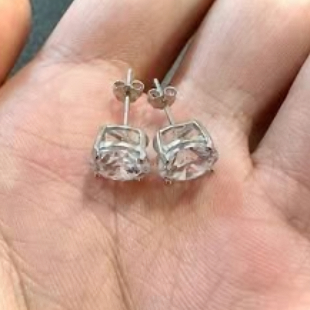 4 Carat Stud Earrings Sterling Silver 925 Diamond Cubic Zirconia Earrings Studs